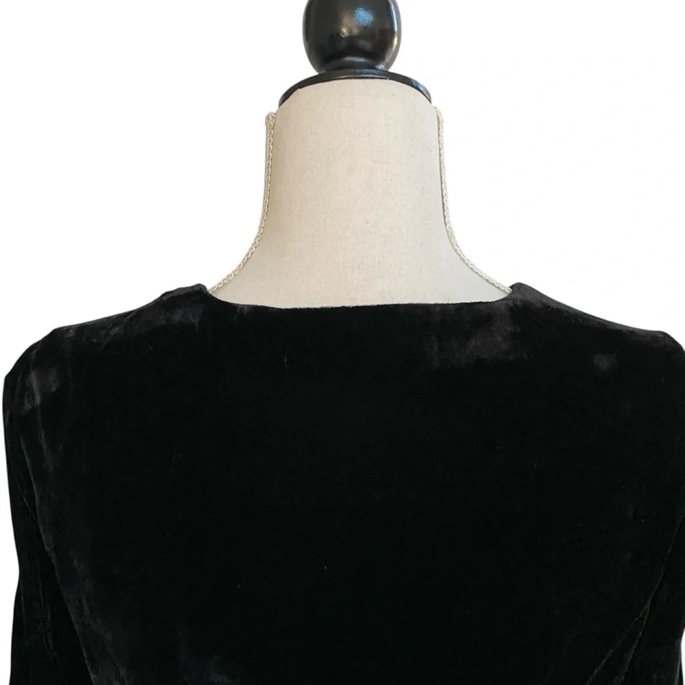 J.Crew Black Velvet Faux Wrap Tie Top Long Sleeve 6P NWT
